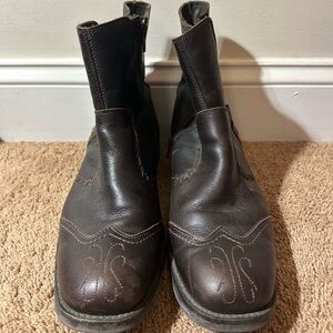 Bullboxer Men’s Leather Dark Brown Slip On Side Zip Boots Size 11